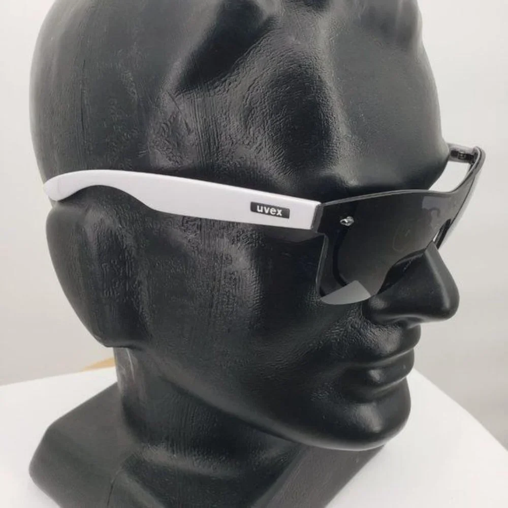 UVEX Sport Polarized Sunglasses Oversize 22 White Frame Smoke Lens NWT
